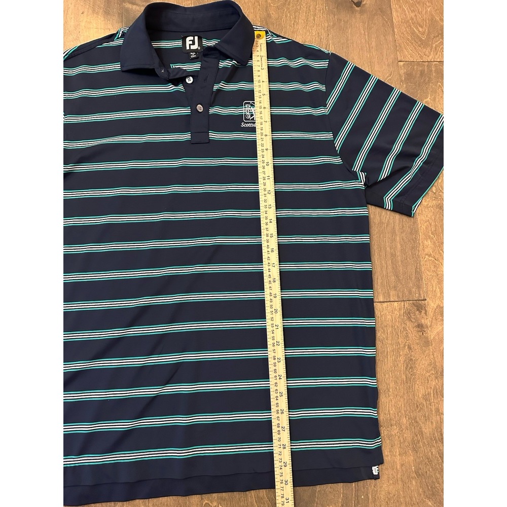 Footjoy Polo Large Blue Striped TPG Scottsdale Short Sleeve Golf Logo - Picture 9 of 11